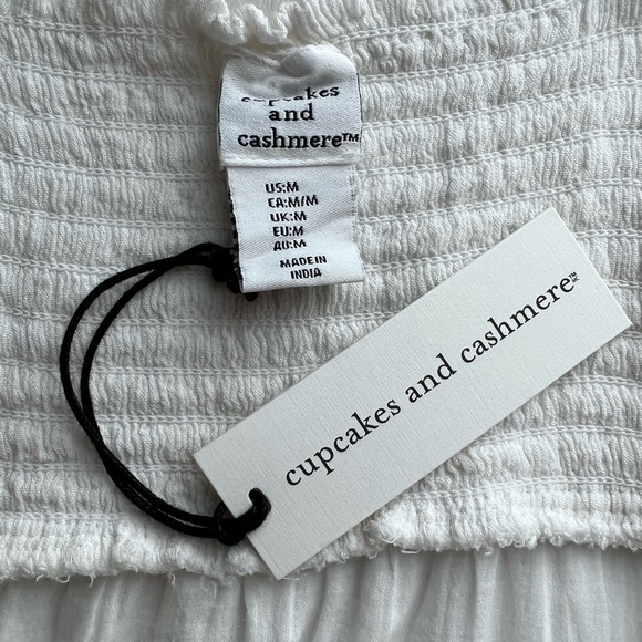 Cupcakes & Cashmere Crochet Frill Sundress Womens Medium White Drop Waist Coast - Picture 8 of 9